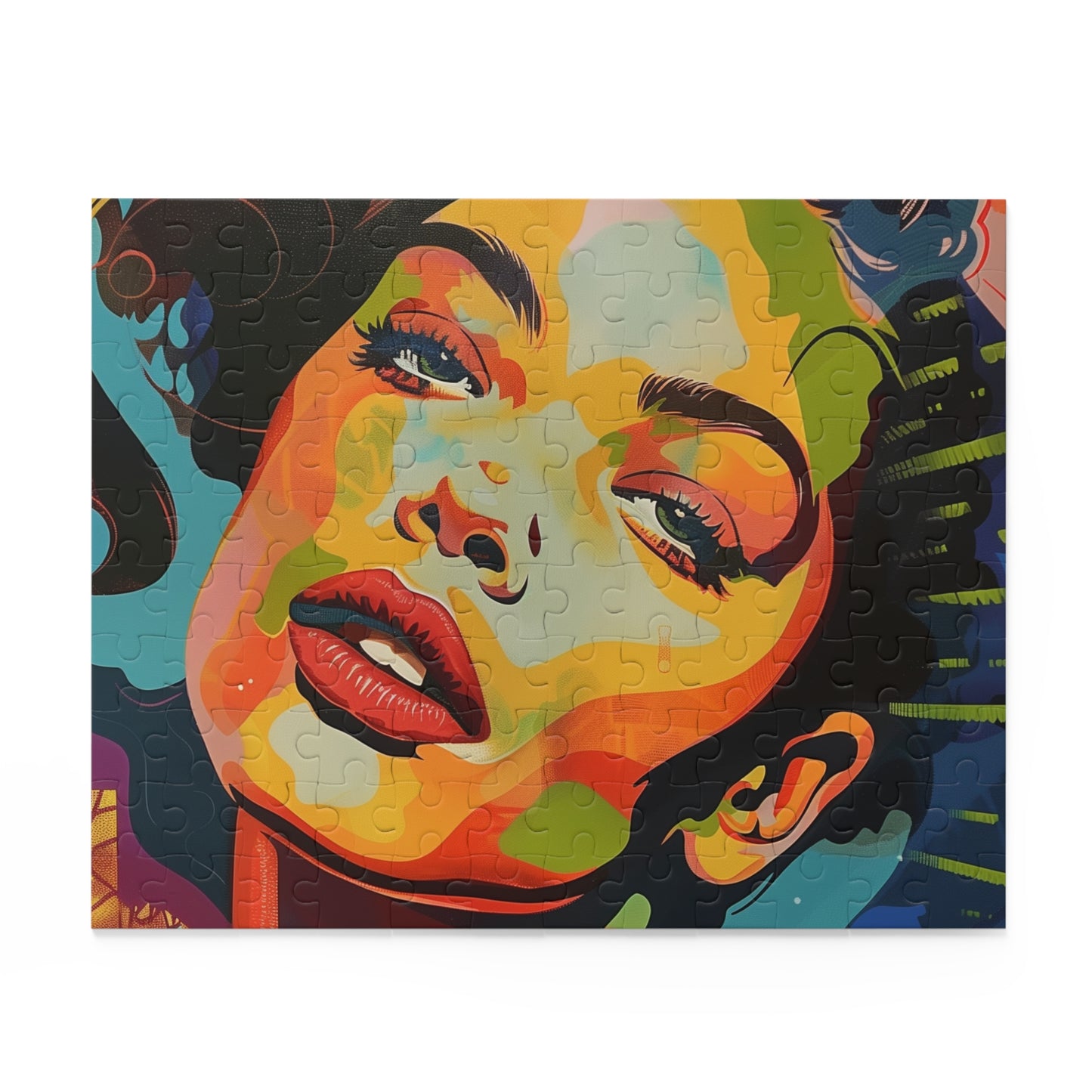 Colorful Pop Art portrait jigsaw puzzle for vibrant decor - bring artistic flair into your space with this unique puzzle