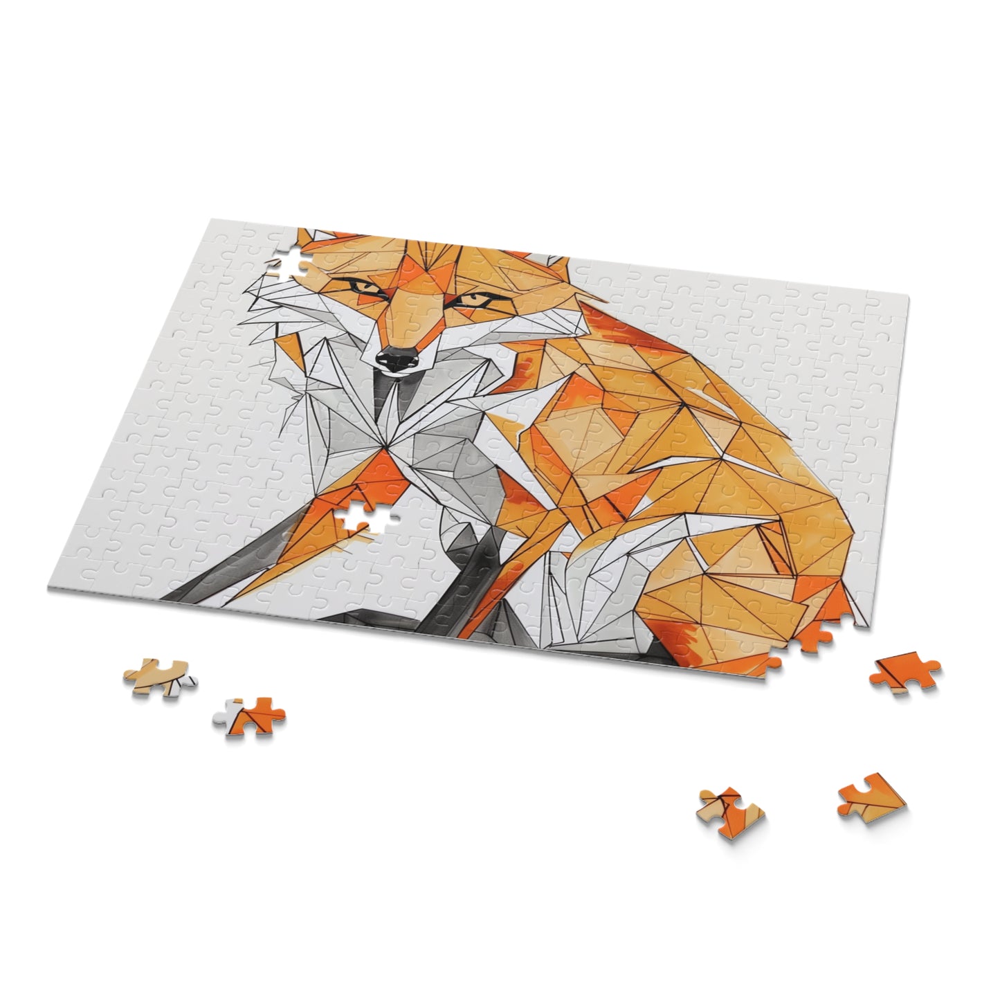 "Angular Fox Geometric Puzzle - Intricate jigsaw with striking design and angular lines for hours of entertainment and relaxation"