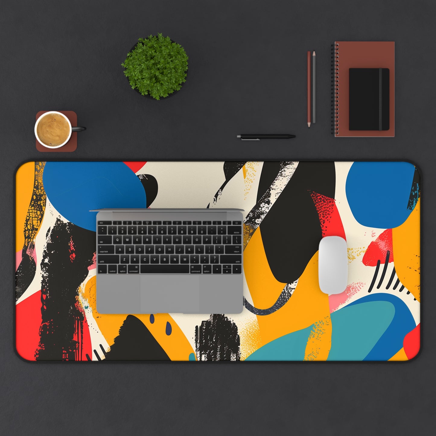 "Modern Abstract Bright Desk Mat - Add style and color to your workspace with this bold design"