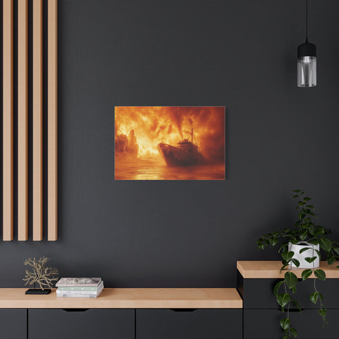 Frozen Ship Adrift in Firestorm — Canvas Wall Art — Product Detail View 8