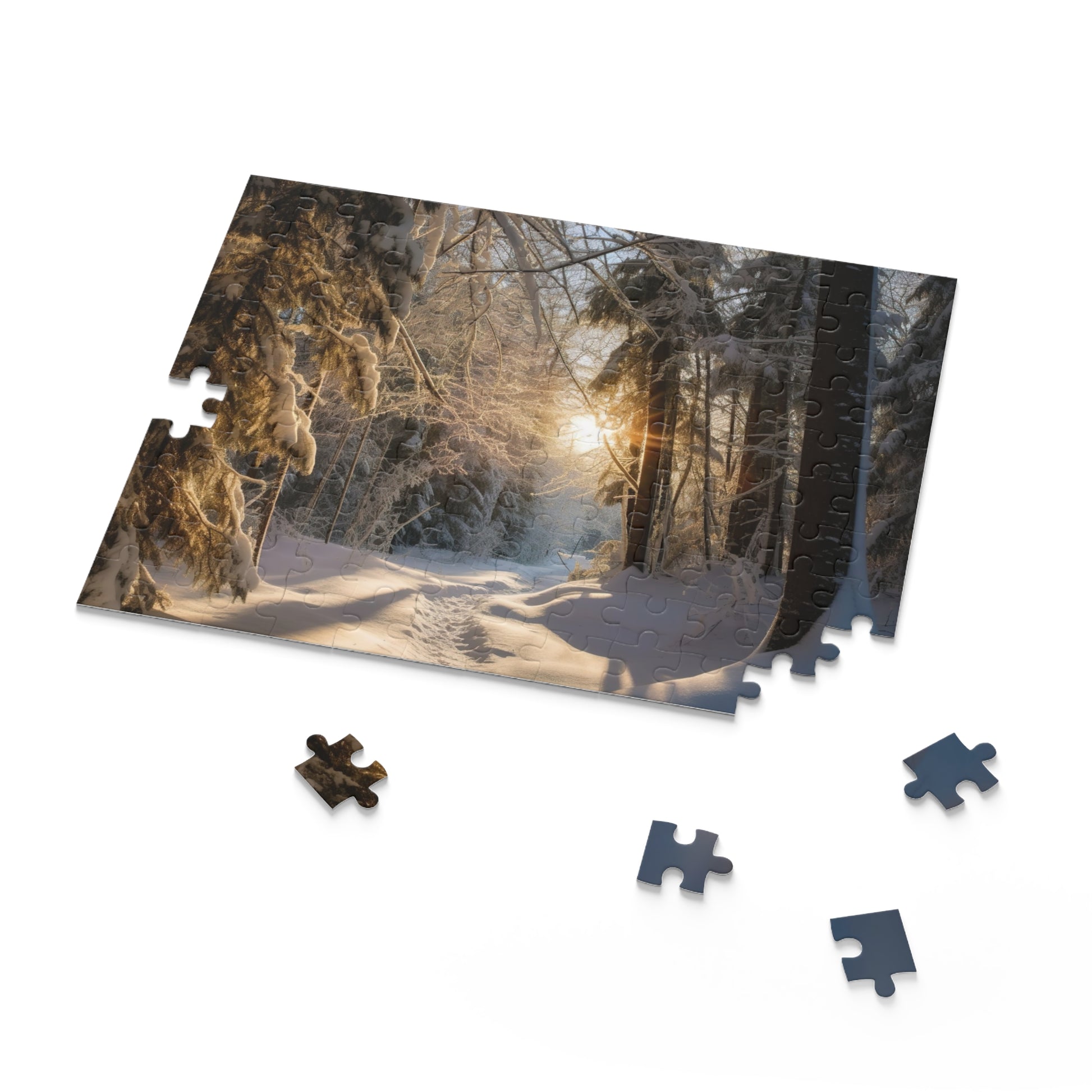 "Beautiful Winter Wonderland jigsaw puzzle with snowy forest scene and vibrant colors"