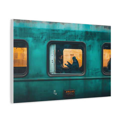 Mystical Train with Portals to Parallel Worlds — Canvas Wall Art — Side Profile & Stretched Corner Detail