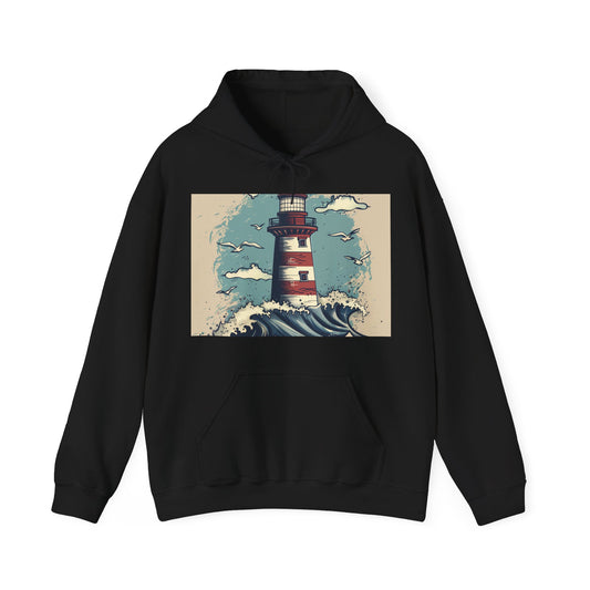 Coastal Harmony: A HandDrawn Symphony of Sea and Sky Hoodie | Hoodies | DTG, Hoodies, Men's Clothing, Regular fit, Unisex, Women's Clothing | Prints with Passion