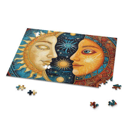 Sun and Moon Mandala Puzzle: Relaxing and intricate jigsaw for unwinding - Tranquil beauty captured.