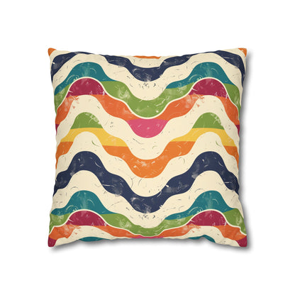 "Vibrant Retro Waves Pillow Case - Add a pop of retro flair to your bedroom decor with this bold statement piece featuring a seamless pattern."