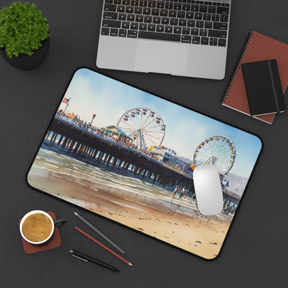 "Bring beach pier beauty to your workspace with stylish desk mat, perfect for coastal decor"