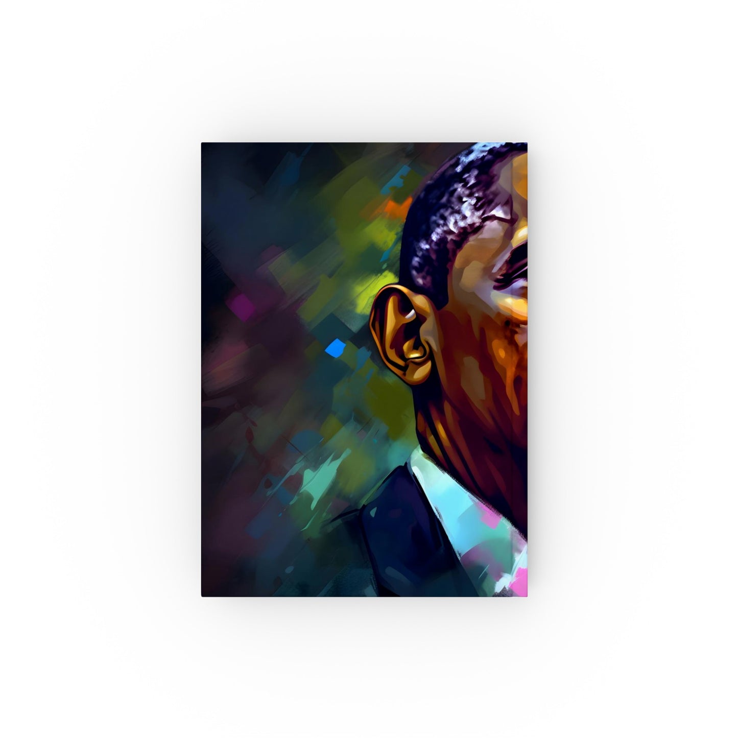 "Hope in Neon Obama Journal: Vibrant watercolor portrait cover, high-quality material, perfect gift"