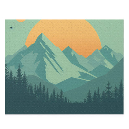 "Mountain Bliss Jigsaw Puzzle - Relaxing minimalist landscape for inner peace"