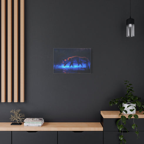 Bioluminescent Fox Walking Through Swamp — Canvas Wall Art — Product Detail View 5
