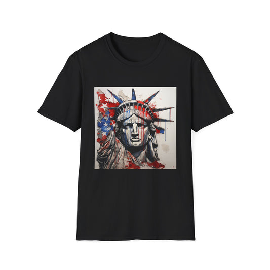 🇺🇸 Patriotic Hues: A Watercolor Tapestry of Freedom and Unity | T-Shirt | American flag design, American flag fashion, Line art flag, Line drawing flag, Minimalist flag t-shirt, Modern flag design, monochromatic flag, One-color flag, Simple flag design, Splash of color flag | Prints with Passion