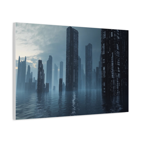 Data Towers Rising from Dark Sea — Canvas Wall Art — Product Detail View 6