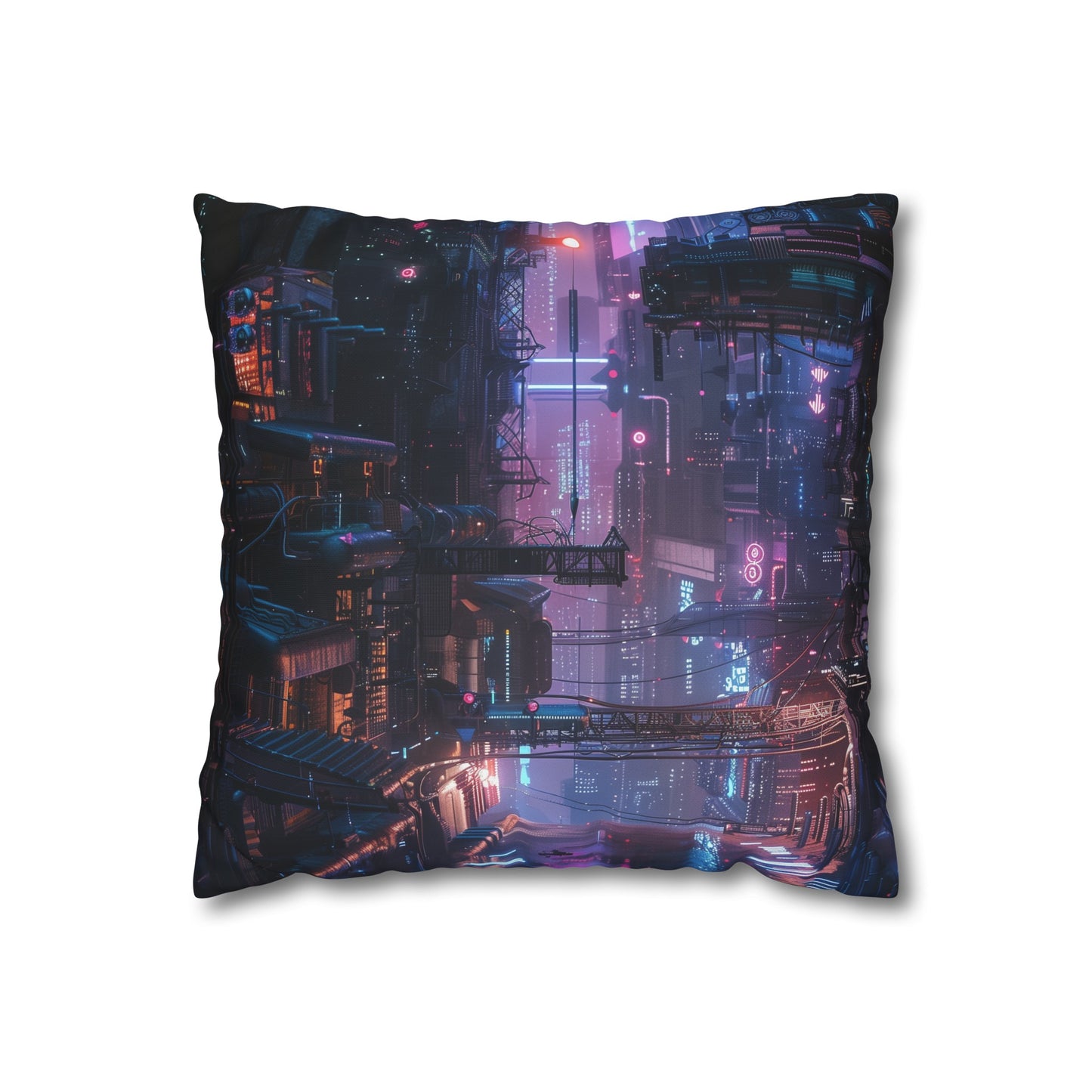 Cyberpunk City Lights Pillowcase | Pillow Cases | All Over Print, AOP, Bed, Bedding, Home & Living, Indoor, Pillow Case, Pillow Covers, Pillows & Covers, Sublimation | Prints with Passion