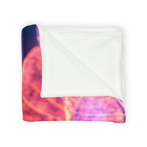Dreamscape with Levitating Neon Leaves — Plush Fleece Throw Blanket — Product Detail View 8