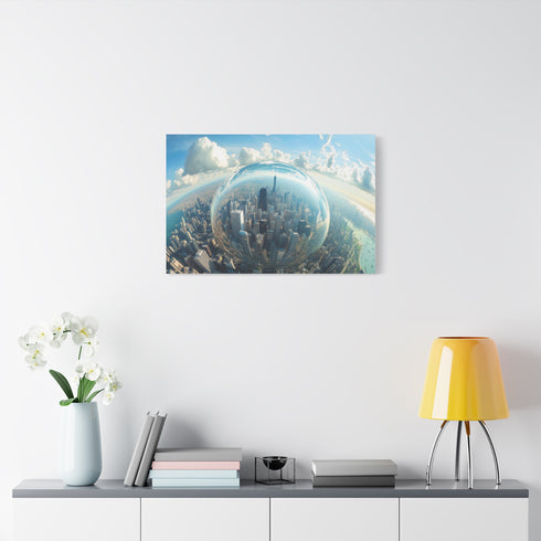 Glass City Hovering Above Earth — Canvas Wall Art — Product Detail View 7