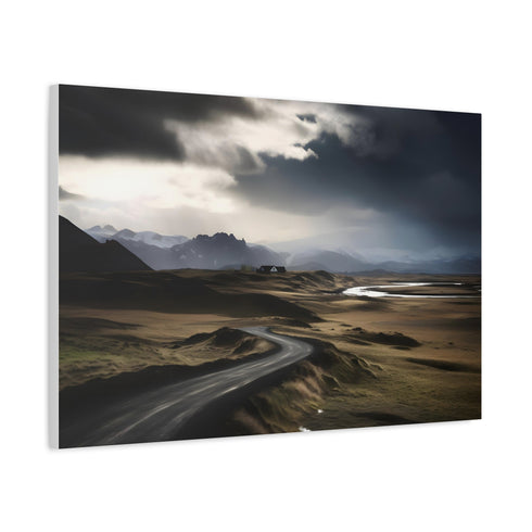 Iceland Ring Road Dramatic Mountain Horizon Stretched Canvas Wall Art - View 6 | Prints With Passion