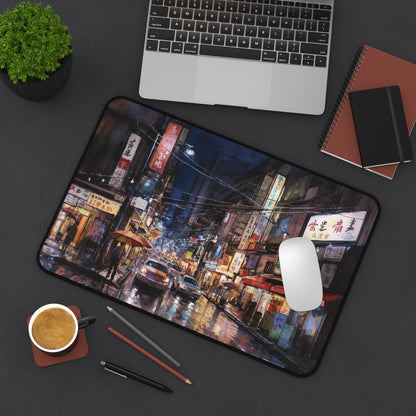 "Tokyo Night Desk Mat - Elevate your workspace with city skyline under starry night sky"