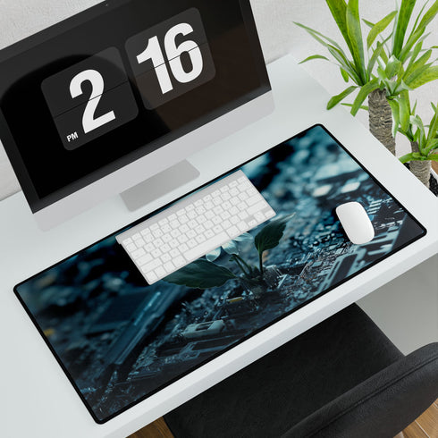 Data Flower Growing in Broken Device — XL & XXL Desk Mat — 3mm Non-Slip Natural Rubber Base Detail