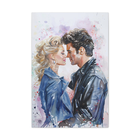 Summer Lovin: Sandy and Danny in Watercolor | Canvas | Art & Wall Decor, Canvas, Fall Picks, Hanging Hardware, Home & Living, Indoor, Top Spring Products, Valentine's Day promotion | Prints with Passion