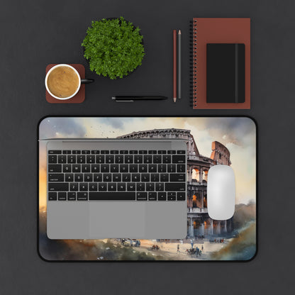 "Roman Colosseum Desk Mat - Transform your workspace with iconic history-inspired desk accessory"