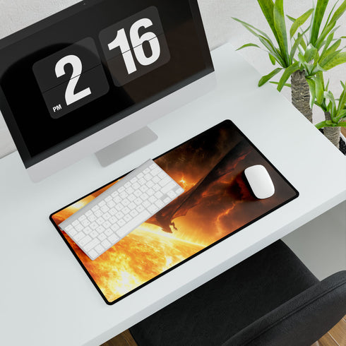 Solar Dragon Flying Between Suns — XL & XXL Desk Mat — Product Detail View 7