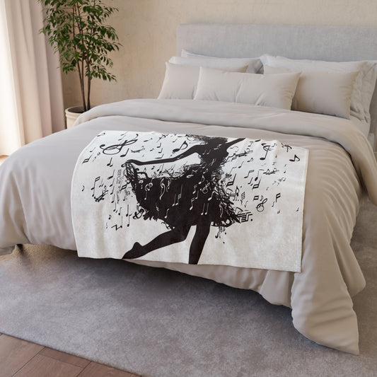 Embrace the captivating fusion of music and dance with our Dance of Notes Blanket