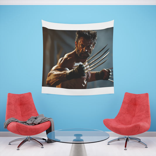 Wolverine Fury: A Hugh Jackman Tapestry | Wall Tapestry | All Over Print, AOP, Decor, Halloween, Home & Living, Home Decor, Indoor, Spring Essentials, Sublimation, Tapestry | Prints with Passion