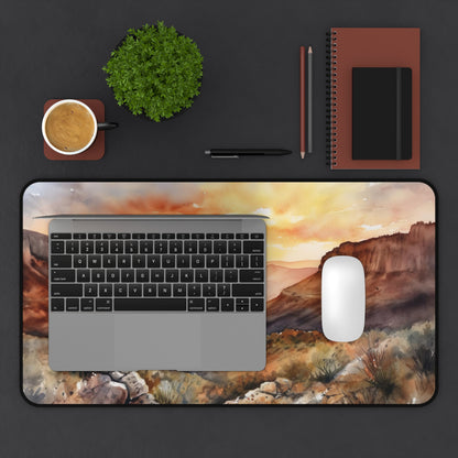 "Desert Mountains Desk Mat - Bring nature indoors with serene landscape image"