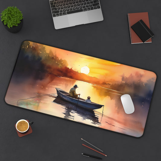 Fisherman Sunset Desk Mat | Desk Mat | Accessories, Back-to-School, Desk, Fall Bestsellers, Home & Living, Mouse pad, Mouse Pads, Mousepad, Seasonal Picks, Stationery, TikTok | Prints with Passion