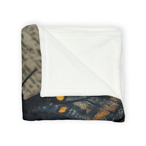 Lava Moth Resting on Burning Scroll — Plush Fleece Throw Blanket — Product Detail View 8