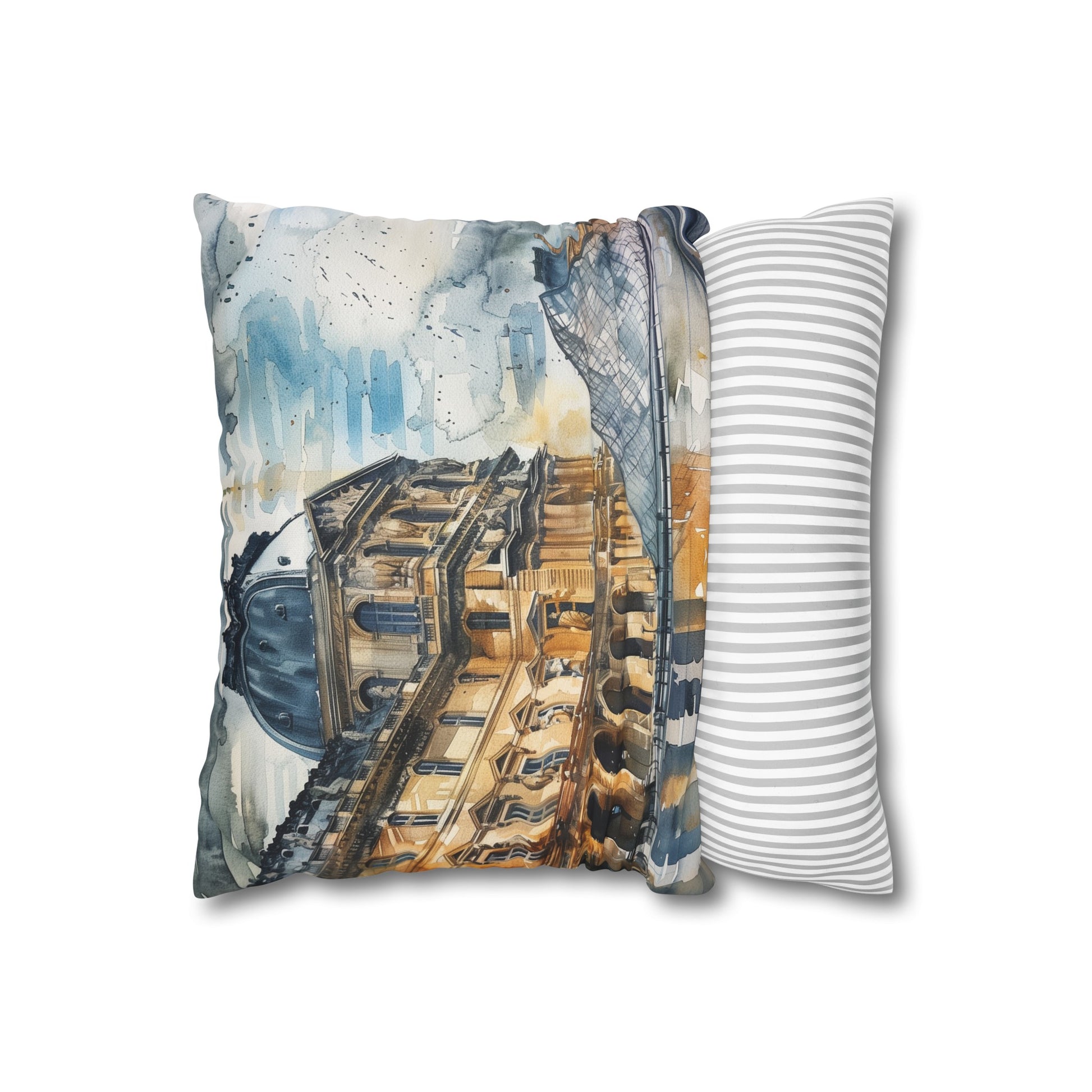 Watercolor Louvre Pillowcase - Parisian landmark in soft watercolors. High-quality, comfortable, stylish, and perfect for all seasons. Great gift option!