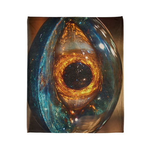 Glass Eye Watching Galactic Core — Plush Fleece Throw Blanket — Product Detail View 7