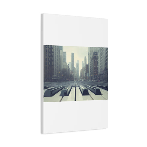 Piano Keys City Skyline Surreal Dreamscape Stretched Canvas Wall Art - View 4 | Prints With Passion