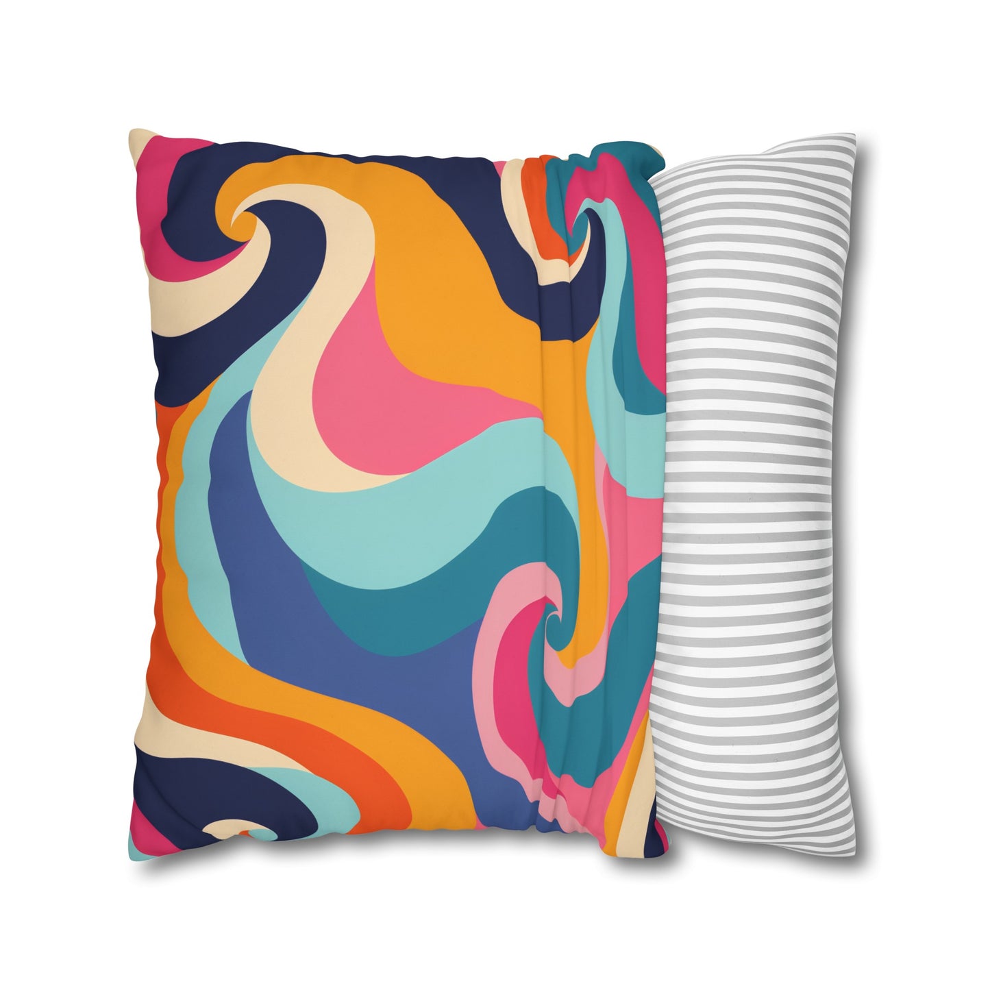 "Vibrant Retro Waves Pillowcase Set - Bold colors, seamless pattern for stylish bedding"