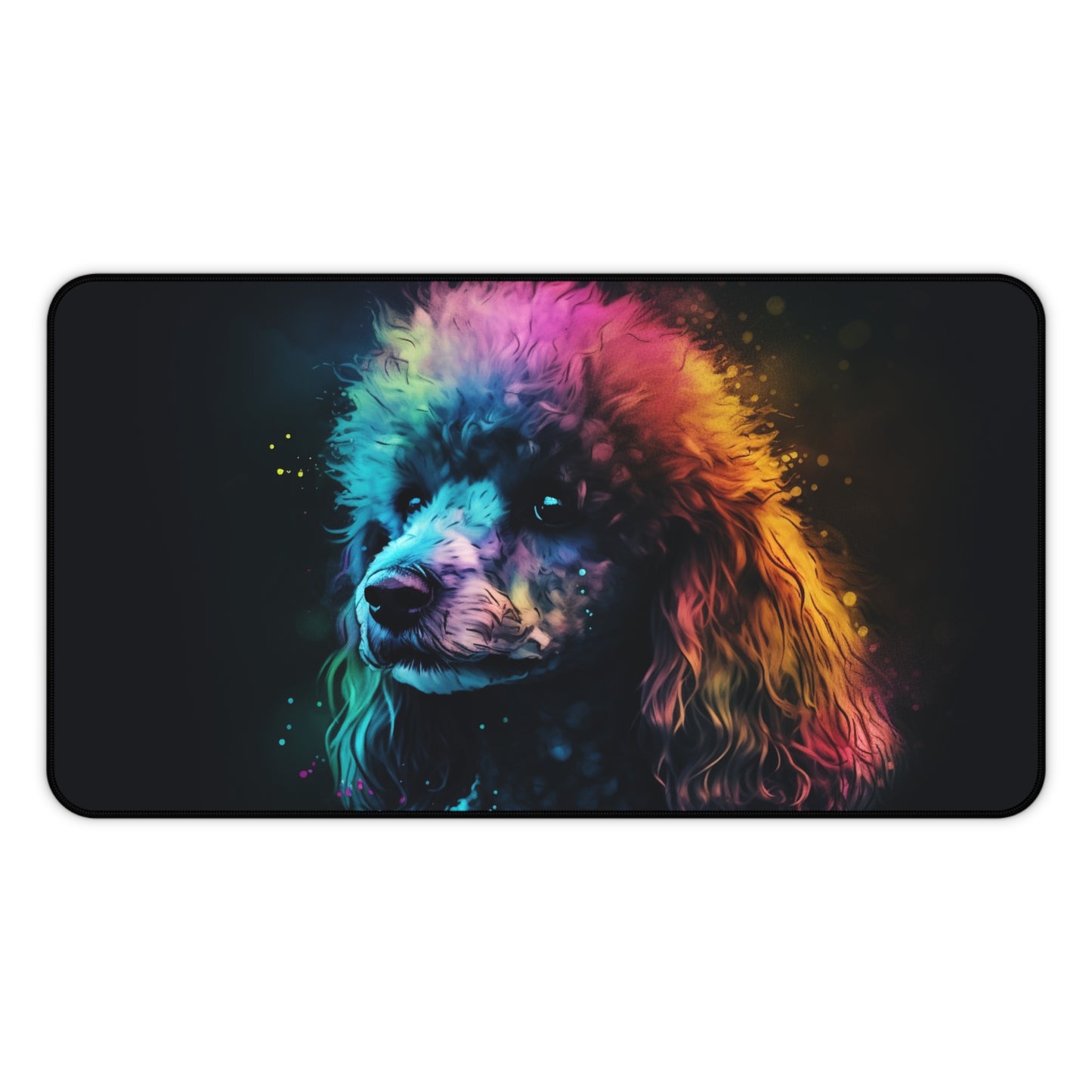 "Adorable Poodle Pup Desk Mat - Cute design with durable construction for whimsical workspace transformation"