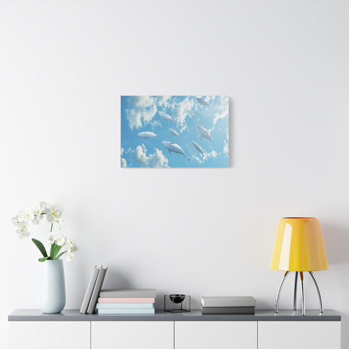 Sky Full of Floating Whales — Canvas Wall Art — Kiln-Dried Pine Frame & Ready-to-Hang Back View