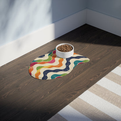 Retro Wave Pet Feeding Mat: Vibrant, Seamless, Stylish