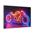 Retro Motorcycle with Neon Trail Stretched Canvas Wall Art