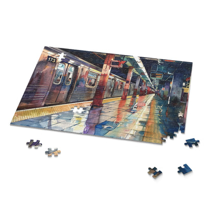 "Vibrant NYC Subway Watercolor Jigsaw Puzzle - Hustle and bustle of New York City captured in stunning detail"