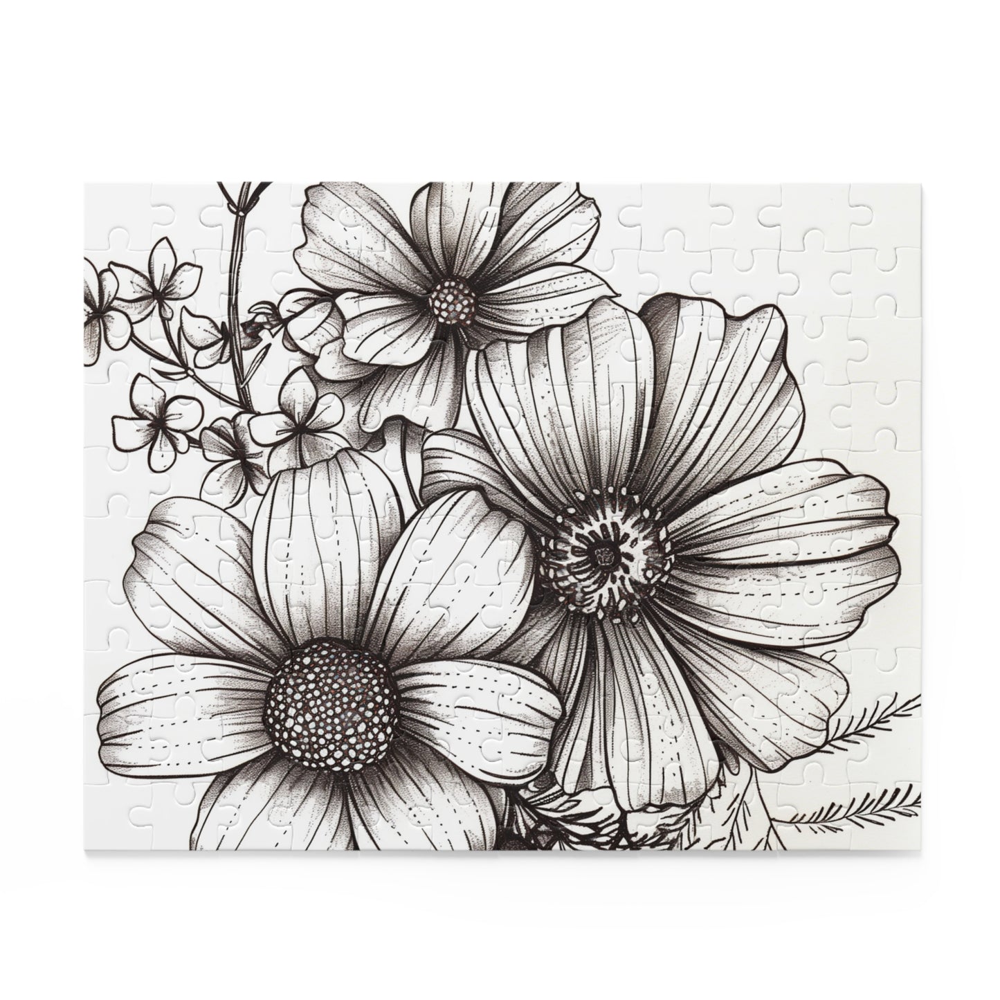 "Hand-drawn Floral Garden Jigsaw Puzzle for Relaxing Evenings at Home"