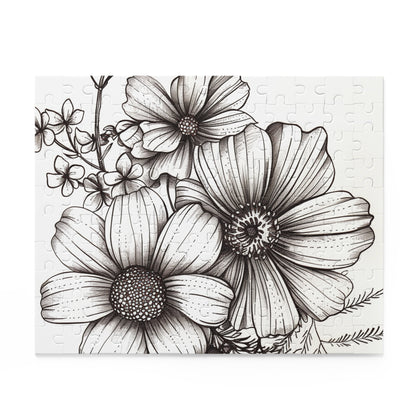 "Hand-drawn Floral Garden Jigsaw Puzzle for Relaxing Evenings at Home"