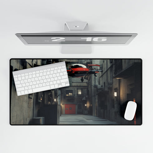 Cyberpunk Alleyway with Flying Cars Gaming XXL Extended Desk Mat
