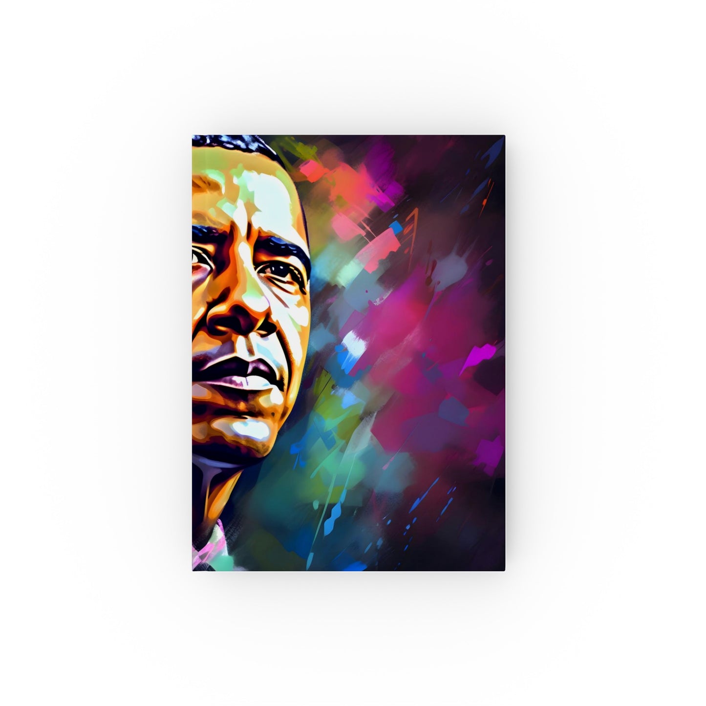 "Hope in Neon Obama Journal - Vibrant watercolor cover, high-quality material, perfect for all seasons. Makes a great gift! Shop now at BenCPrints."