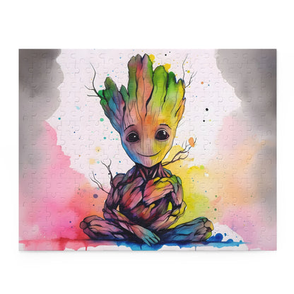 Neon Baby Groot Watercolor Puzzle.