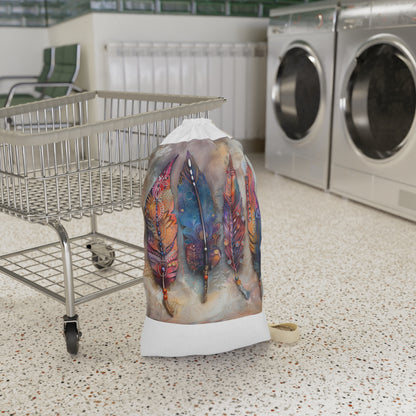 Bohemian feather laundry bag - durable and stylish alternative to boring laundry baskets