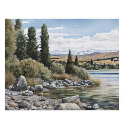 "New Zealand Lake Jigsaw Puzzle - Tranquil lake, lush forests, and mountains in stunning puzzle"