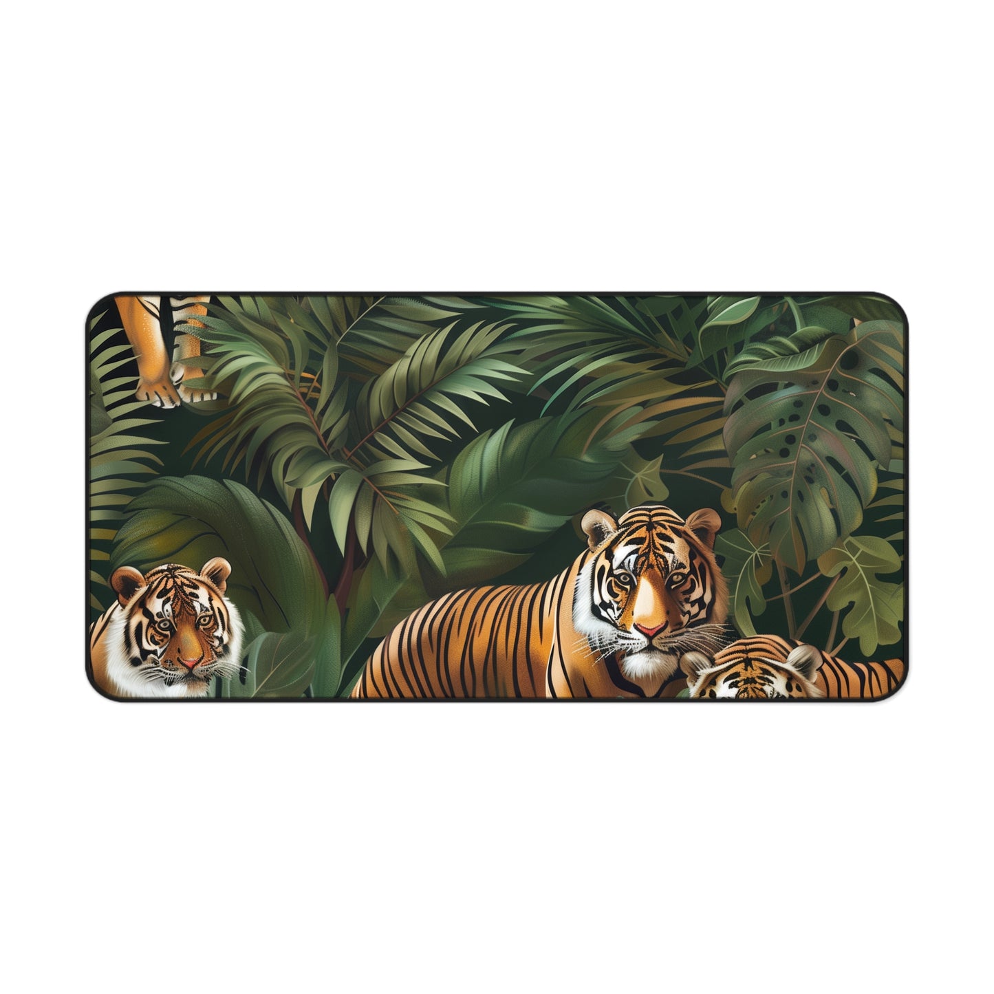 "Jungle Safari Tiger Desk Mat - Transform your workspace with majestic jungle tiger pattern, stay inspired and organized"