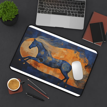 "Abstract textured horse full body desk mat for stylish workspace decor"