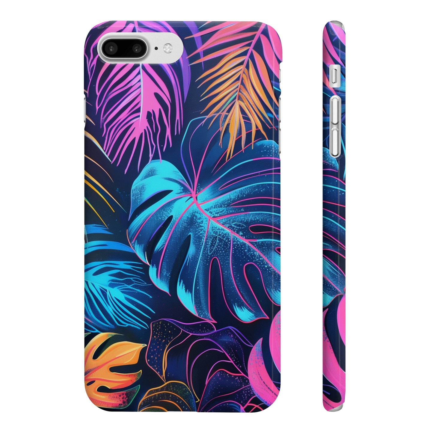 Tropical Glow: Neon Palm & Leaf Phone Case