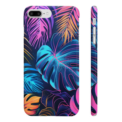 Tropical Glow: Neon Palm & Leaf Phone Case