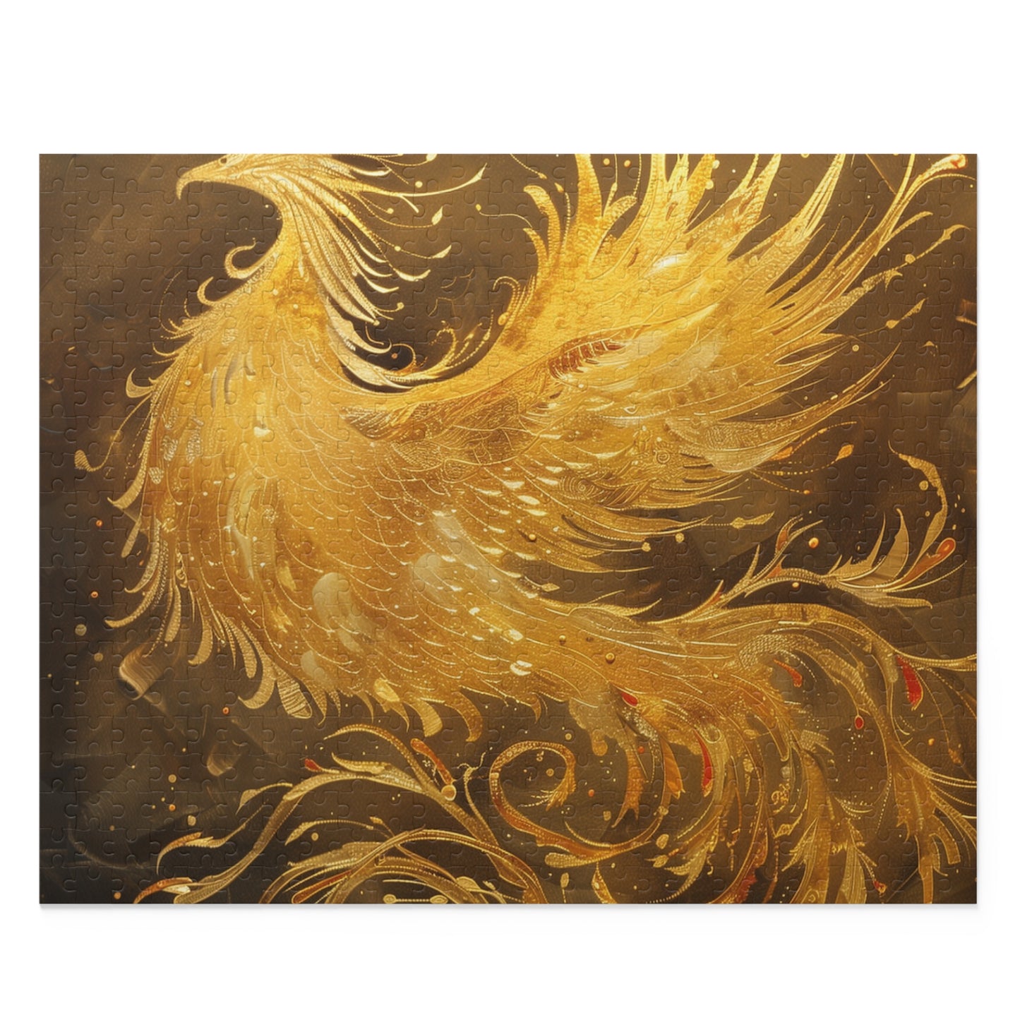 "Discover the mythical Phoenix Rising jigsaw puzzle - a stunning portrayal of the legendary bird soaring from the ashes"